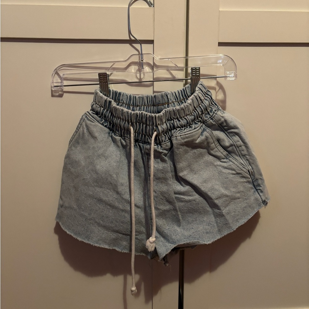 Drawstring Denim Shorts